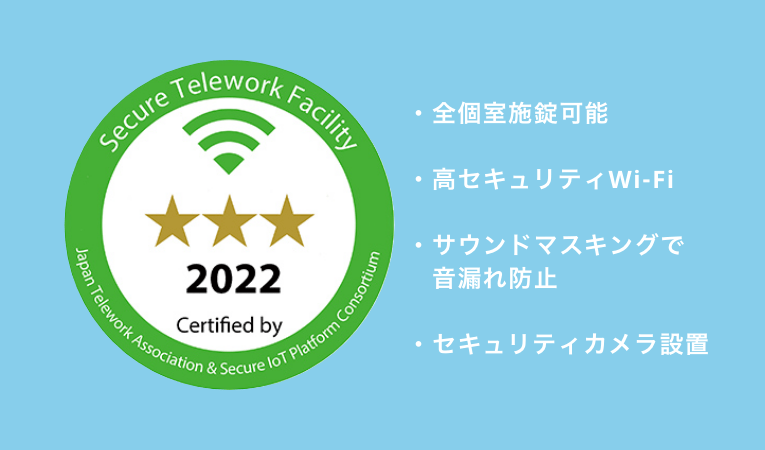 全個室施術可能 高セキュリティWi-Fi サウンドマスキングで音漏れ防止 セキュリティカメラ設置